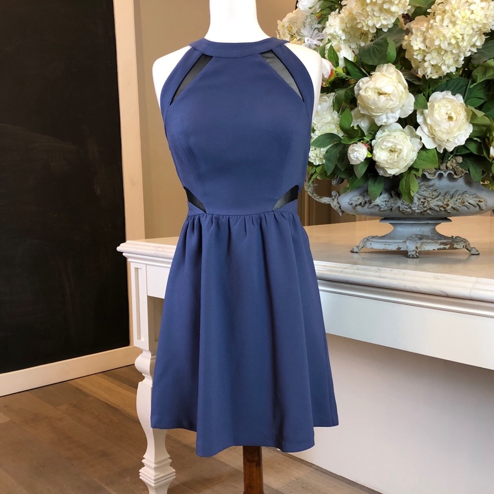 NWT BCBG Blue Smoke Mini Dress